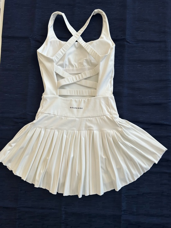 Goldhinge Dresses & Skirts - Goldhinge criss cross back White Pleated Tennis Dress